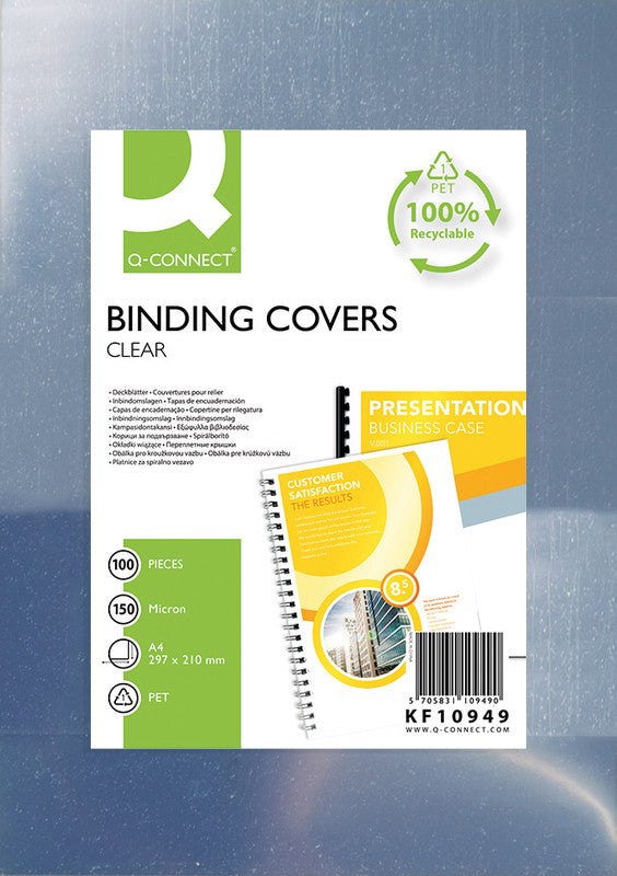 Q-connect Einbandfolien – transparent, Kunststoff – 100 Stk.