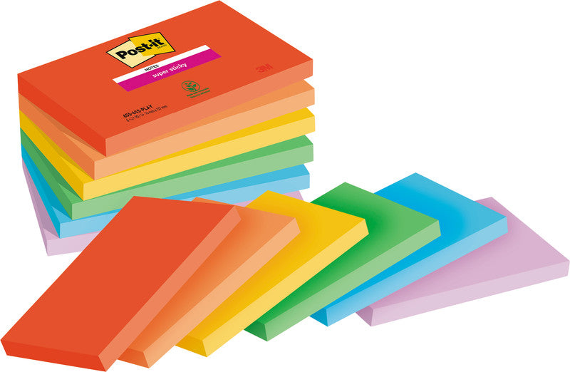 Post-it Super Sticky Haftnotizen – 127×76 mm – sortiert, 6×90 Blatt, PEFC