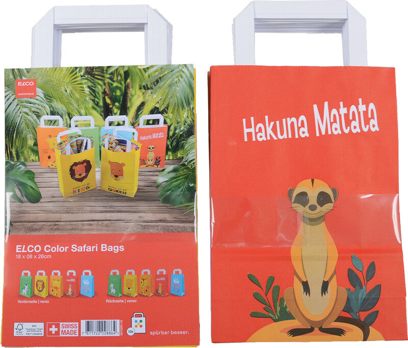 Elco Geschenktasche Safari, sortierte Motive, matt – 180 × 260 × 80 mm – 10 Stk.