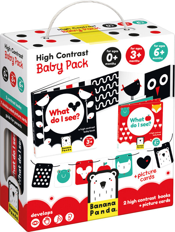 Banana panda Buch – High Contrast Baby Pack, 2 Leporello-Bücher, 7 Bildkarten, ab 0–3 Monaten