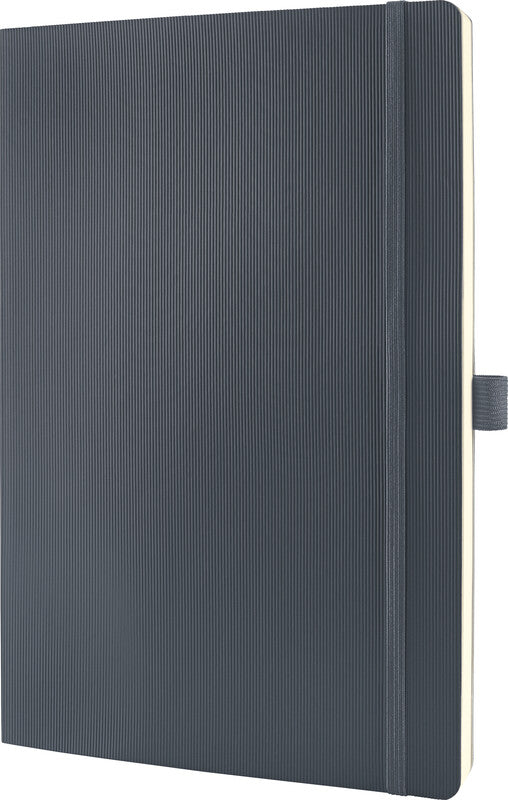 Sigel Notizbuch, 187 × 270 mm, kariert, Fadenheftung, 194 Seiten – dunkelgrau