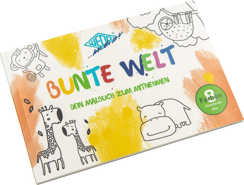 Wedo Bunte Welt Malbuch – 21 × 14 cm – perforiert, inkl. Wasserpinsel
