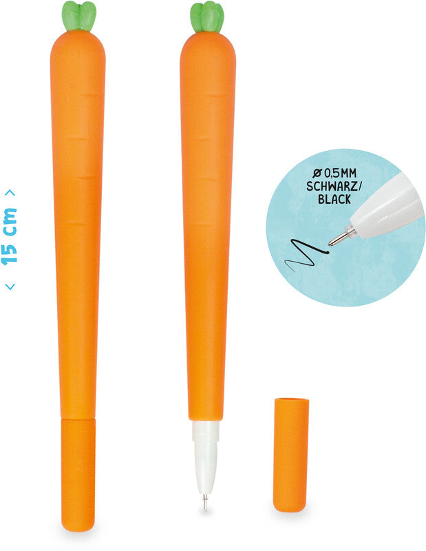 Trendhaus Karotte Happy Spring Time – Tintenroller, mit Kappe, 0,5 mm, schwarz, für Linkshänder