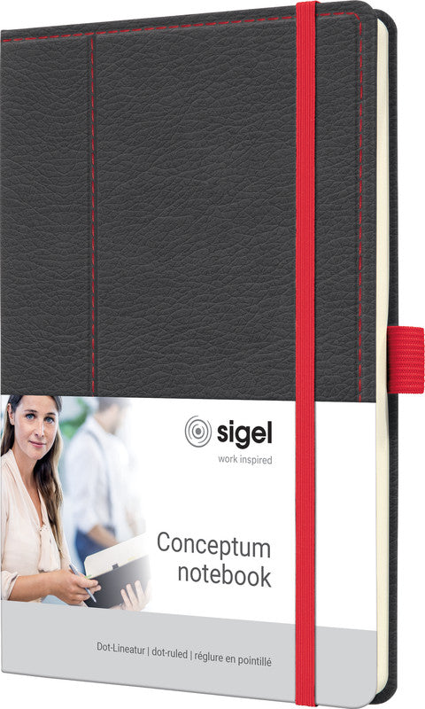 Sigel Notizbuch, 135 × 203 mm, punktkariert, Fadenheftung, 194 Seiten, 80 g/m² – grau