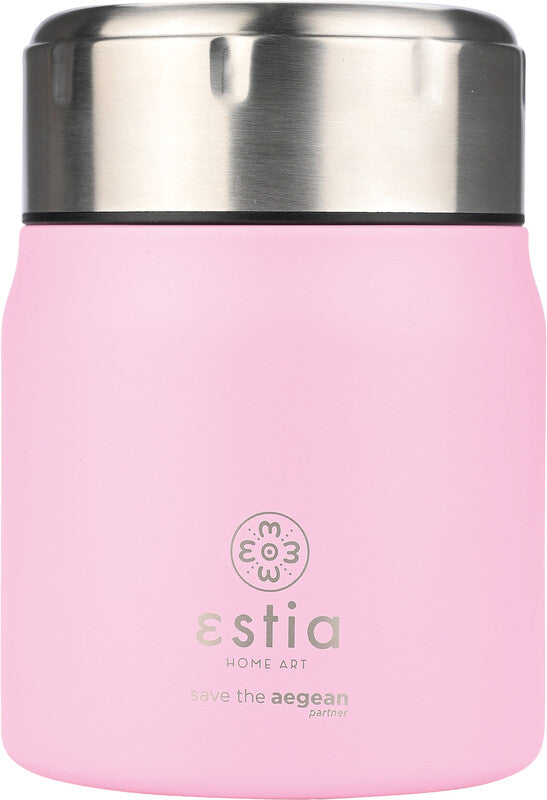 Estia Thermo-Lunchbehälter – 0,5 l – auslaufsicher, isoliert – Edelstahl – rosa – Ø 10 × 14 cm