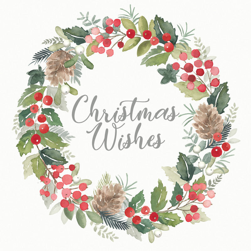 Ppd Servietten Merry Wreath weiss – 33 × 33 cm – 3-lagig, Tissue – 20 Stk., FSC