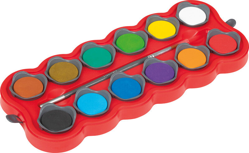 Fonzell Deckfarbkasten – 12 Farben, sortiert, mit Pinsel