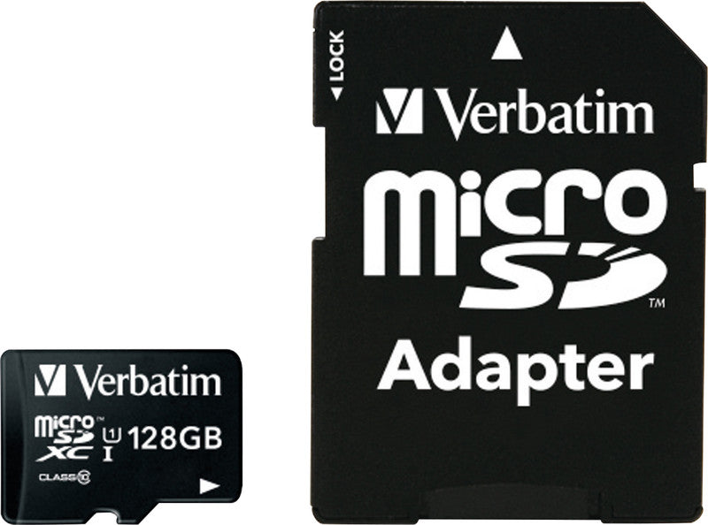 Verbatim Micro-SDXC-Karte – 128 GB, microSDXC, Klasse 10 (bis 90/10 MB/s, inkl. SD-Adapter)