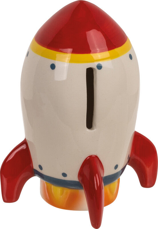 Out oft the blue Out of the Blue Spardose Rakete – Steingut, Mehrfarbig – 12,5 × 7 cm