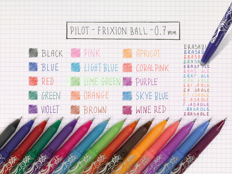 Pilot FriXion Ball – radierbarer Tintenroller mit Kappe, 0,7 mm, violett, für Linkshänder