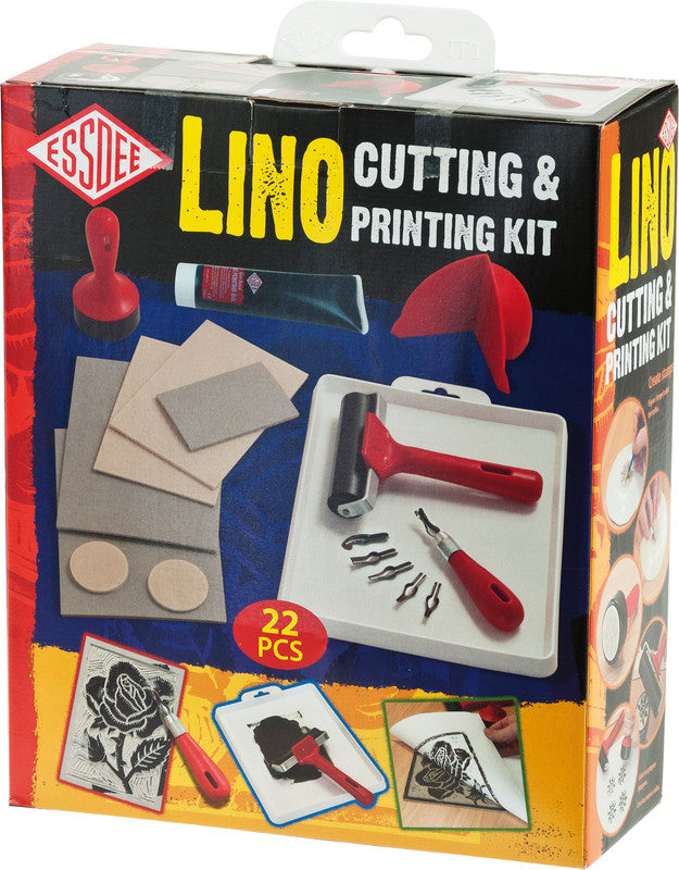 Essdee Linoldruck-Set – 2 Linolplatten, 2 SoftCut Linolplatten, 6 Linolmesser – 240 × 200 mm