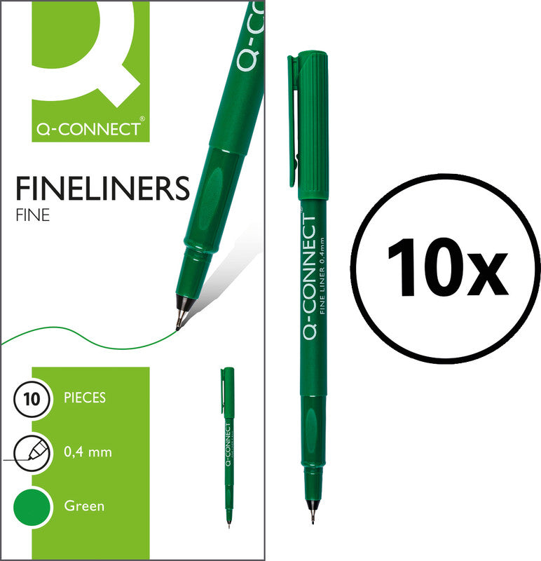 Q-connect Fineliner – 10er-Set 0,4 mm – Grün