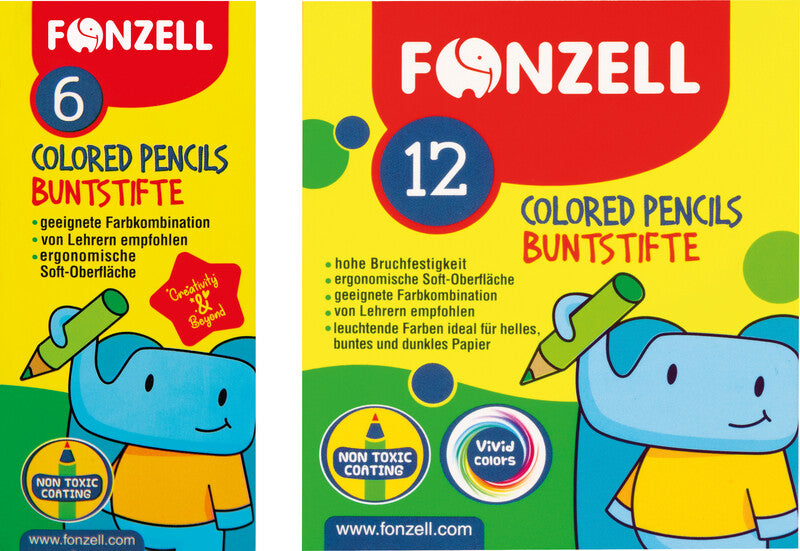 Fonzell Mini Farbstifte-Set – 12 Farben, rund, Mine Ø 3,3 mm, Kartonetui