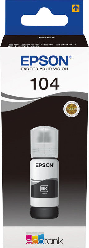 Epson Tintenpatrone 104, schwarz, ca. 65 ml, kompatibel – für Inkjetdrucker/Multifunktionsgeräte