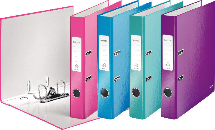 Leitz Ordner – A4 hoch – 2-Ring Hebelmechanik, Rücken 50 mm – eisblau, Karton, mit Griffloch, FSC