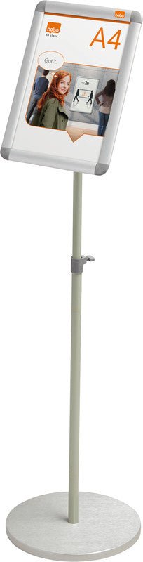 Nobo Infoständer Premium Plus – für A4 Hoch-/Querformat, silber/hellgrün, Metall, 300×300×850 mm