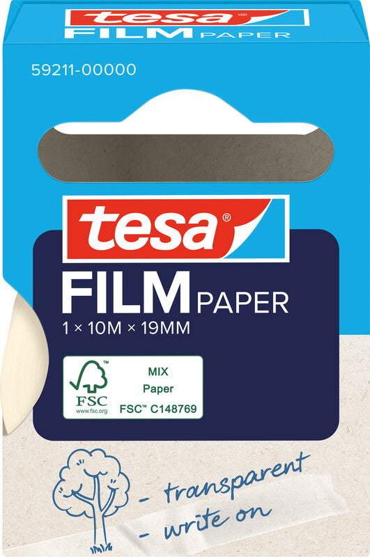 TESA Büro-Klebeband – permanent, klar, Papier, 19 mm × 10 m, 1 Rolle