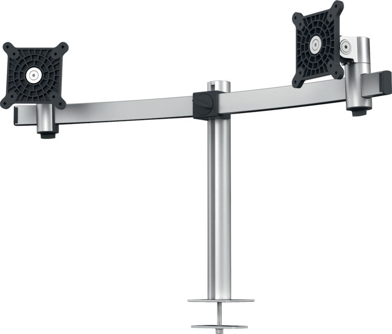 Durable Monitorhalterung, 2 Monitore, Tischdurchführung, bis 27", VESA 75 × 75/100 × 100 mm, 8 kg, silber