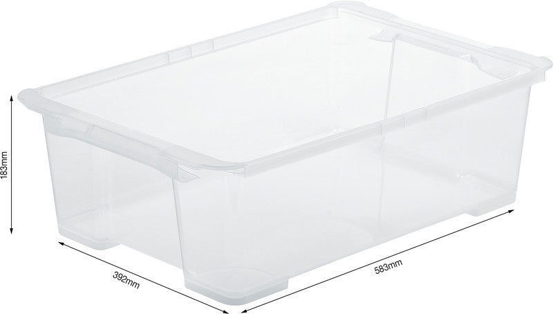 Rotho Aufbewahrungsbox Evo Easy – Kunststoff, Transparent, 58,3 × 18,3 × 39,2 cm