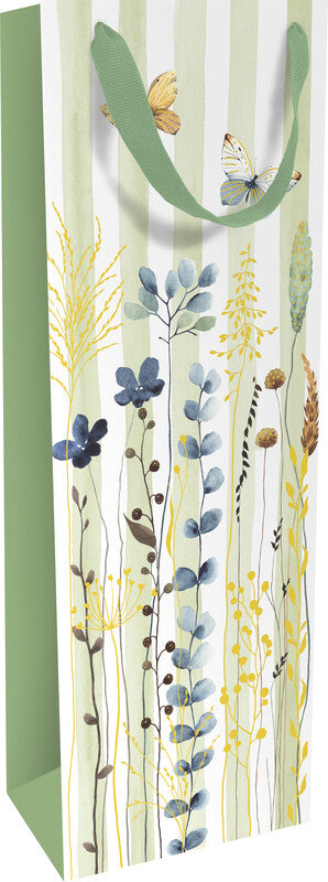 Braun + company Tragetasche – Flowers and Stripes – für Flaschen – 120 × 360 × 80 mm – Papier, matt
