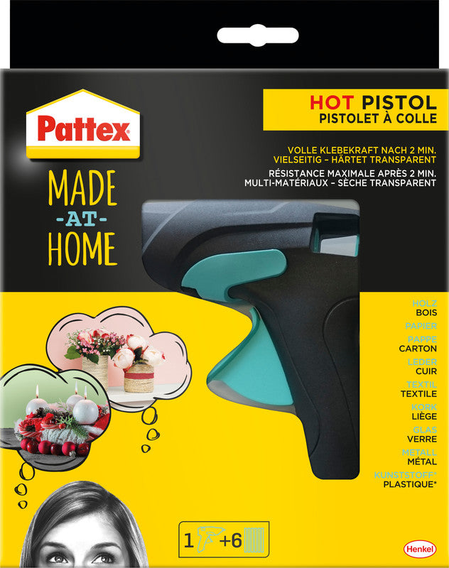 Pattex Heissklebepistole Made at Home – 70 W – 130 °C – inkl. 6 Klebepatronen