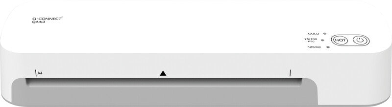 Q-CONNECT S3 Laminiergerät A4 – 2-Rollen, 75–125 µm, Kaltlamination, Aufheizzeit 1 Min., 420 mm/min, Weiss