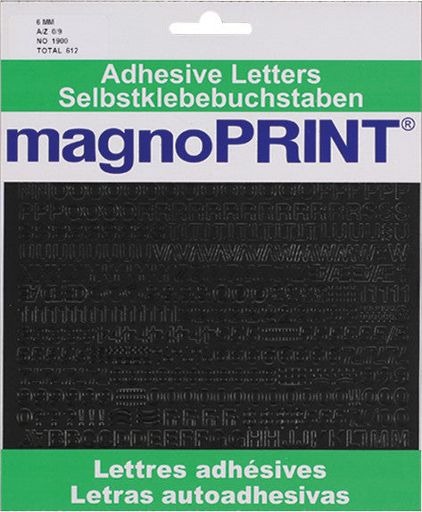 Magnoprint Schmucketiketten – Motiv Buchstaben und Zahlen – Folie, permanent haftend, 6 mm