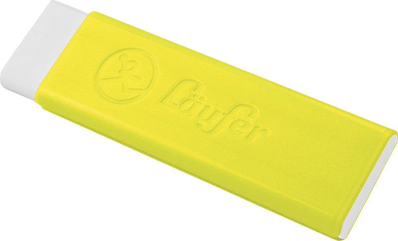 Laufer Radierer – für Bleistift und Farbstifte – 21 × 7 × 21 mm – Kunststoff – gelb