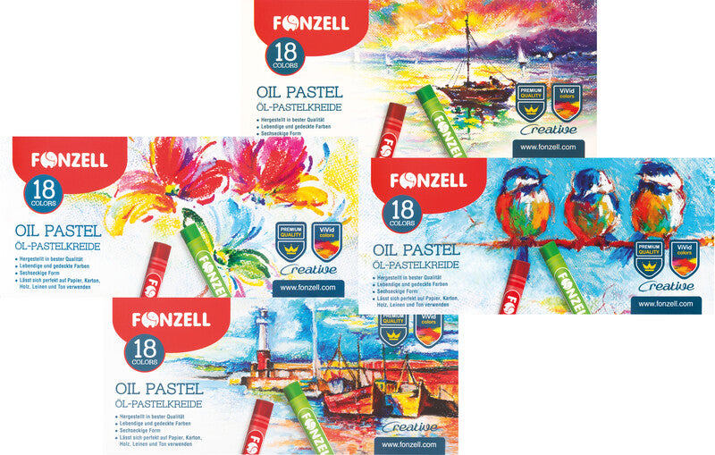 Fonzell Ölpastelle – Set – 18 Farben, für dunkles Papier