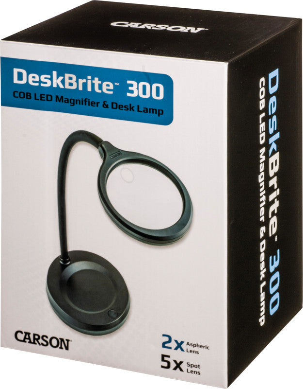 Carson DeskBrite – Leuchtlupe – 2× (Spot 5×) – Ø 109 mm – mit LED, biegsam, schwarz