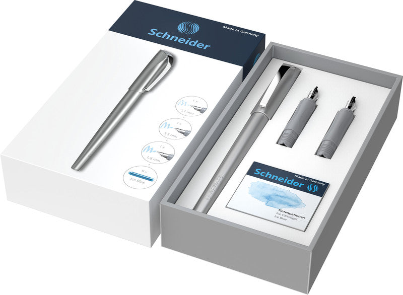 Schneider Schreibgeräte Schneider Callissima Kalligrafie Set – 1,1/1,5/1,8 mm – für Rechts- & Linkshänder – Anthrazit – Patronen
