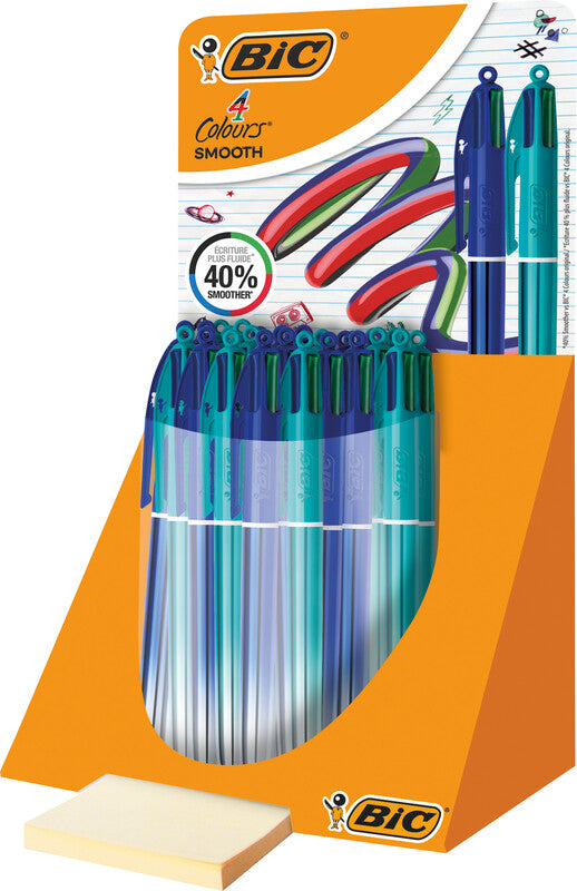 BIC Multifunktions-Kugelschreiber – 4 Farben (Schwarz, Blau, Rot, Grün), Spitze 0,32 mm, Schiebe, nachfüllbar