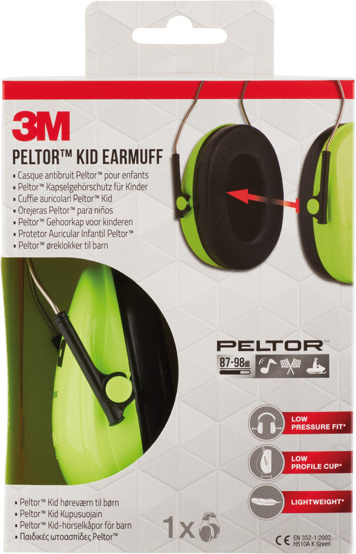 Peltor 3M Peltor Kapselgehörschutz – SNR 98 dB, für Kinder, Neongrün