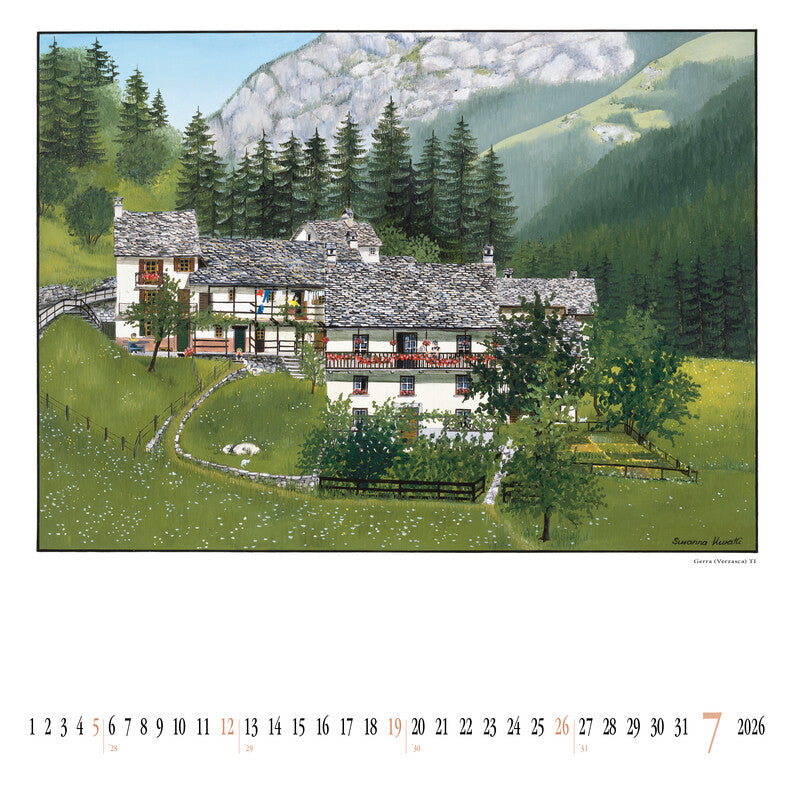 Kuratli Kunstkalender Bauernhäuser 2026 – 42 × 42 cm