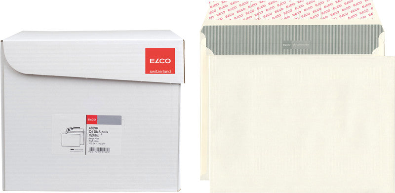 Elco Couvert C4+ (324 × 239 mm), ohne Fenster, selbstklebend (Optifix), beige, 120 g/m², Papier – 200 Stk.