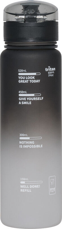 Beckmann Trinkflasche – 6,5 dl – Kunststoff (Tritan), Druckverschluss, auslaufsicher – Black Gradient
