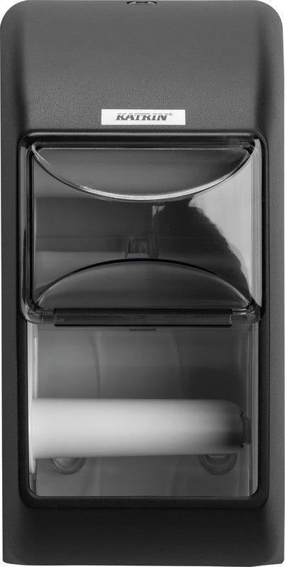 Katrin Toilettenpapierspender – Kunststoff, Schwarz, für 2 Rollen, 14,5 × 14,5 × 30,0 cm