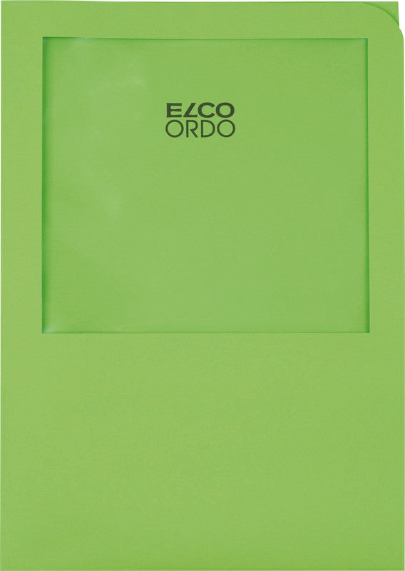 Elco Sichtmappe A4, intensivgrün, Papier, Sichtfenster, 100er-Pack