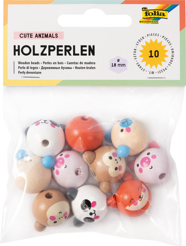 Folia Holzperlen – sortiert – 10 Stück