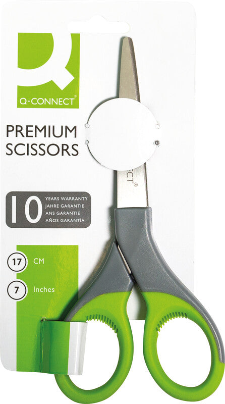 Q-CONNECT Universalschere – 17,0 cm, Edelstahl, für Rechts- und Linkshänder, spitz, Kunststoff, grün