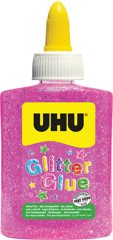 UHU Glitzerkleber – Pink – 88,5 ml – Auswaschbar, Lösungsmittelfrei – Für Basteln