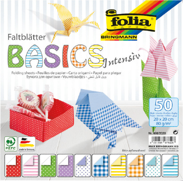 Folia Faltblätter – 200 × 200 mm – 80 g/m² – sortiert – 50 Blatt