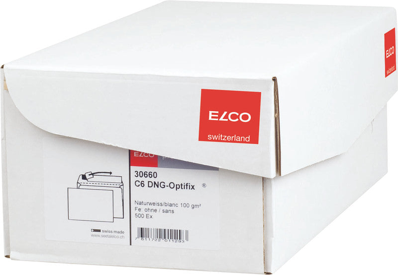 Elco Couvert C6, ohne Fenster, selbstklebend, naturweiss, 100 g/m² – 500 Stk.
