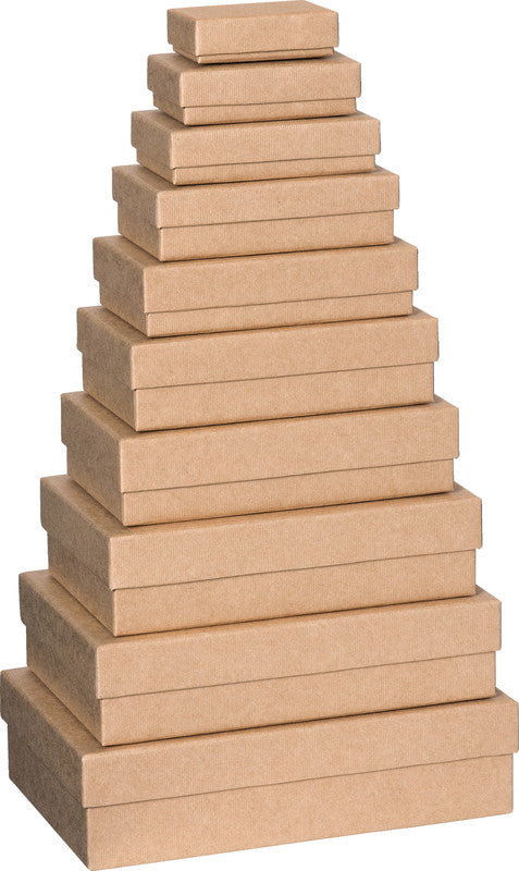 Stewo Geschenkbox – 10-teilig – Strukturprägung – sortierte Masse (80 × 25 × 55 mm bis 260 × 70 × 170 mm)