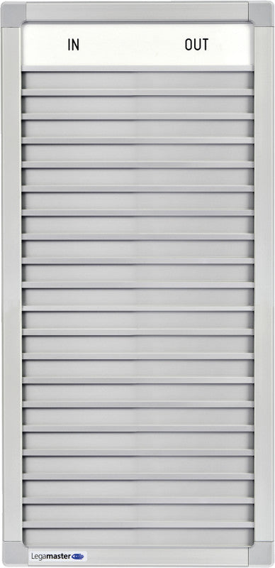 Legamaster Anwesenheitstafel, magnetisch, Kunststoff-Oberfläche, Alurahmen – 26 × 54 cm, Grau