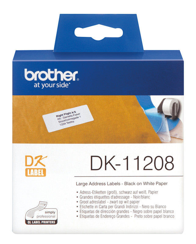 Brother Adress-Etiketten, 38 mm × 90 mm, weiss, Papier, permanent, 400 Etiketten