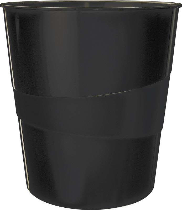 Leitz Papierkorb WOW – 15 l – Kunststoff (PP), rund – schwarz