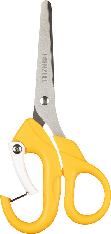 Fonzell Kinderschere – 15,5 cm, Edelstahl, für Rechts- und Linkshänder, abgerundete Spitzen, Kunststoff, Gelb
