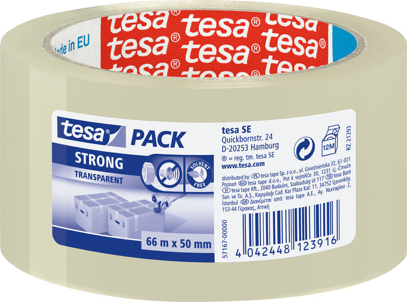 tesa Klebeband – 50 mm × 66 m, transparent, stark