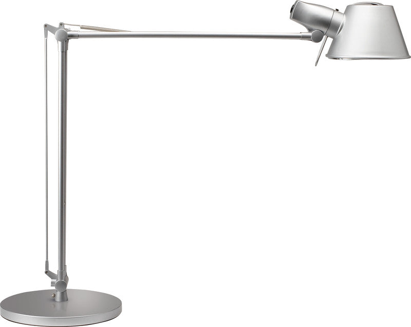 MAUL Energiespar-Tischleuchte rock – dreh- & neigbar, mit Schalter – 2700 K – 880 lm 15 W – silber